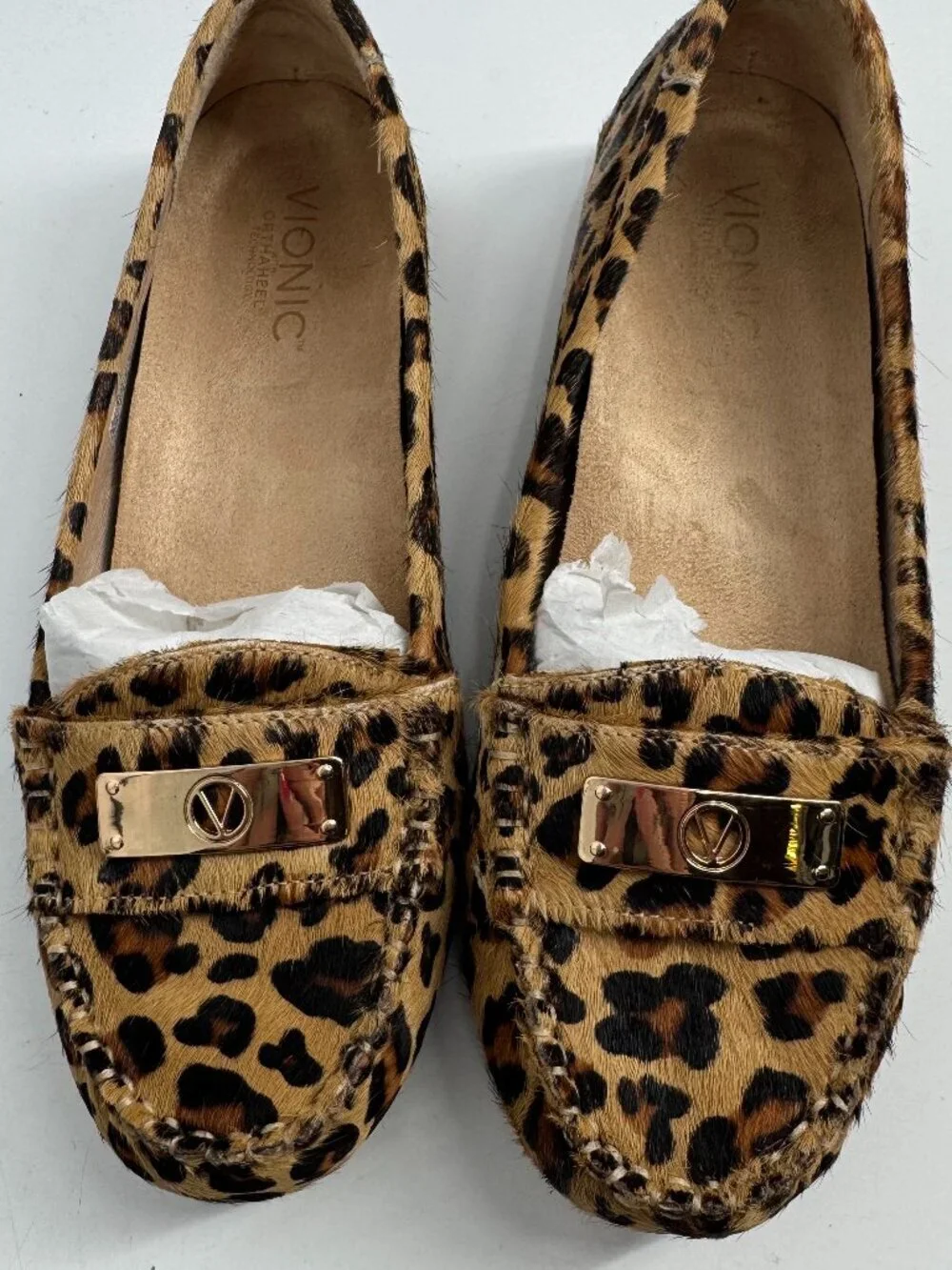 Vionic Leopard Print Calf Hair Orthotic Loafers Size 8.5